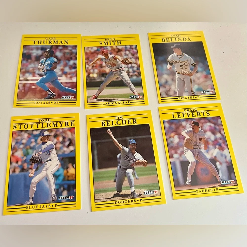 13 Card Lot - 1991 Fleer Baseball - Rare Errors & Vintage 90s Stars